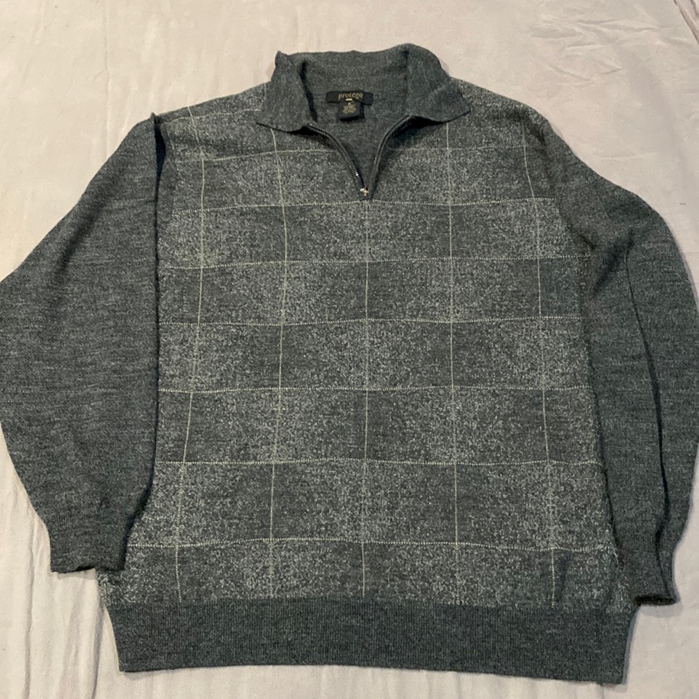 Protege Gray Wool Blend Quarter Zip‎ Sweater Size XL